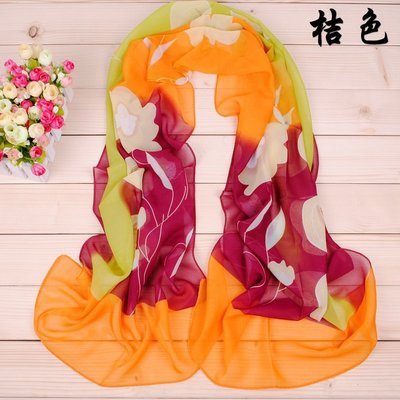 厂家直销多色清爽素雅圆圈花卉印花雪纺丝巾 时尚与品质的完美结合